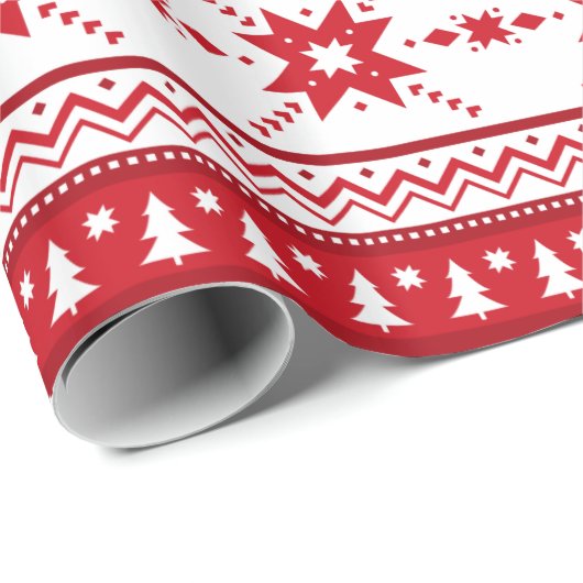 Red Christmas Sweater Inspiriertes Muster Geschenkpapier (Rolleneckpunkt)