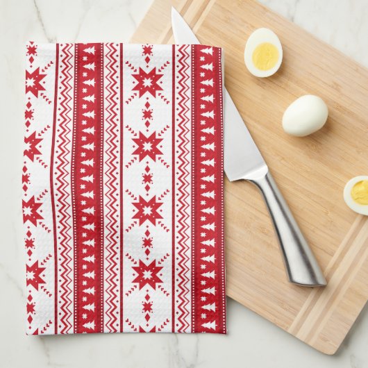 Red Christmas Sweater Inspiriertes Muster Handtuch (Viertel Falte)