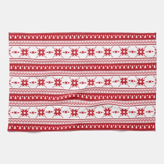 Red Christmas Sweater Inspiriertes Muster Handtuch (Horizontal)