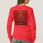 Red Christmas T - Shirt Gold Spiral Weihnachtsbaum (Rückseite)