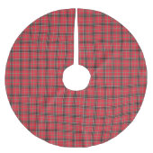 Red Christmas Tartan Kariertes Muster Polyester Weihnachtsbaumdecke (Vorderseite)