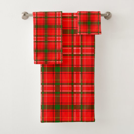 Red Christmas Tartan Kariertes Musterdesign Badhandtuch Set (Insitu)