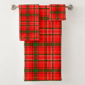 Red Christmas Tartan Kariertes Musterdesign Badhandtuch Set