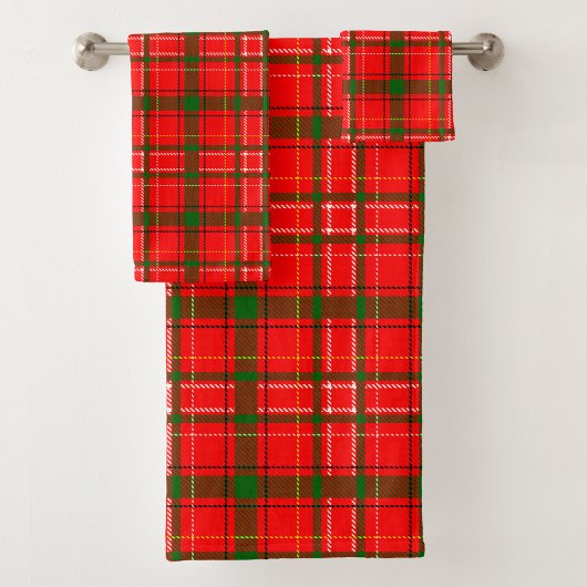 Red Christmas Tartan Kariertes Musterdesign Badhandtuch Set