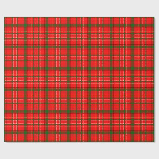 Red Christmas Tartan Kariertes Musterdesign Geschenkpapier (Flach)