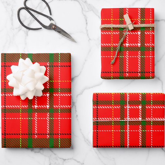 Red Christmas Tartan Kariertes Musterdesign Geschenkpapier Set