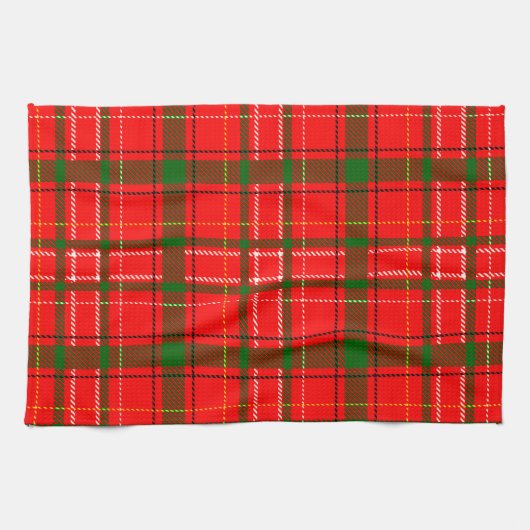 Red Christmas Tartan Kariertes Musterdesign Geschirrtuch (Horizontal)