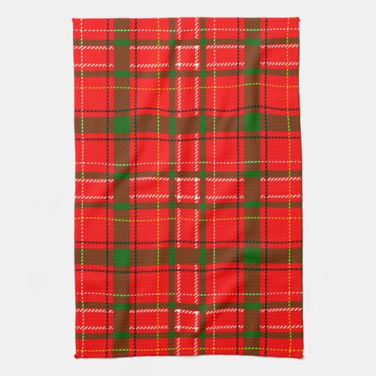 Red Christmas Tartan Kariertes Musterdesign Geschirrtuch (Vertikal)