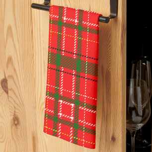 Red Christmas Tartan Kariertes Musterdesign Geschirrtuch