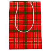 Red Christmas Tartan Kariertes Musterdesign Mittlere Geschenktüte (Vorderseite)