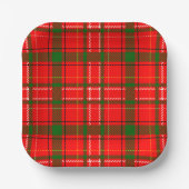Red Christmas Tartan Kariertes Musterdesign Pappteller (Vorderseite)