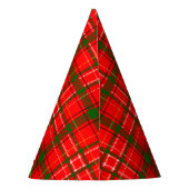 Red Christmas Tartan Kariertes Musterdesign Partyhütchen (Rückseite)
