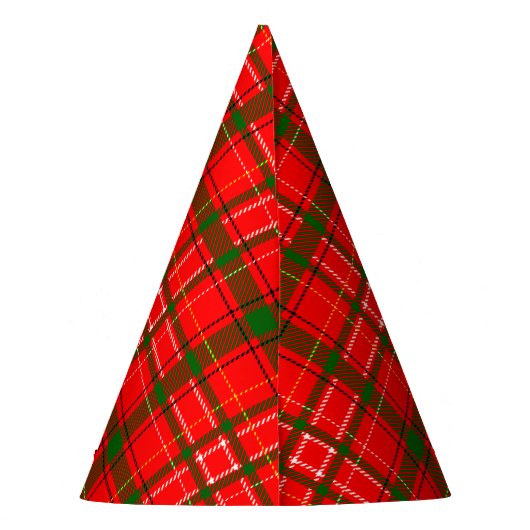 Red Christmas Tartan Kariertes Musterdesign Partyhütchen (Rückseite)