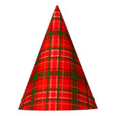 Red Christmas Tartan Kariertes Musterdesign Partyhütchen (Vorderseite)
