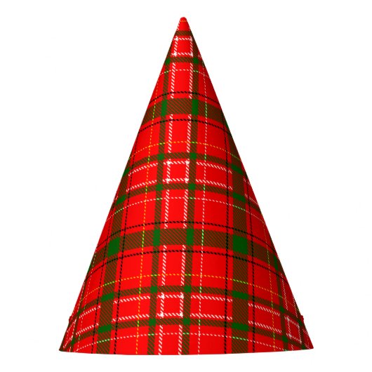 Red Christmas Tartan Kariertes Musterdesign Partyhütchen (Vorderseite)