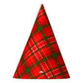 Red Christmas Tartan Kariertes Musterdesign Partyhütchen (Links)