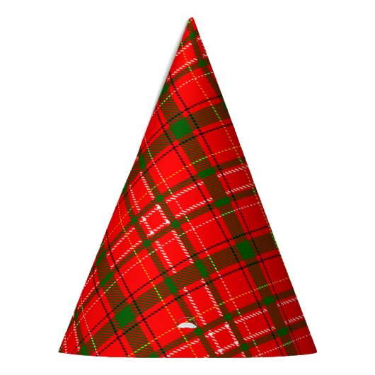 Red Christmas Tartan Kariertes Musterdesign Partyhütchen (Links)