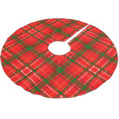 Red Christmas Tartan Plaid Pattern Design  Polyester Weihnachtsbaumdecke (Schrägansicht)