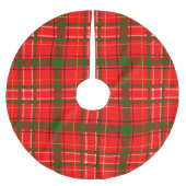 Red Christmas Tartan Plaid Pattern Design Polyester Weihnachtsbaumdecke (Vorderseite)