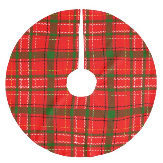 Red Christmas Tartan Plaid Pattern Design  Polyester Weihnachtsbaumdecke (Vorderseite)