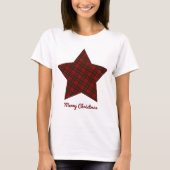 Red Christmas tartan Star Frohe Weihnachtsstunde T-Shirt (Vorderseite)
