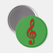 Red Christmas Treble Clef Magnet (Vorderseite/Rückseite)