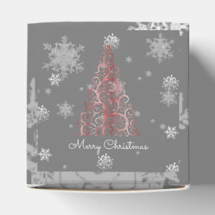 Red Christmas Tree and Snowflakes Favor Box Geschenkschachtel