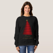 Red Christmas Tree auf Black Sweatshirt (Vorne ganz)