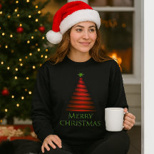Red Christmas Tree auf Black Sweatshirt
