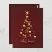 RED CHRISTMAS TREE BALLS confetti Postkarte (Vorne/Hinten)