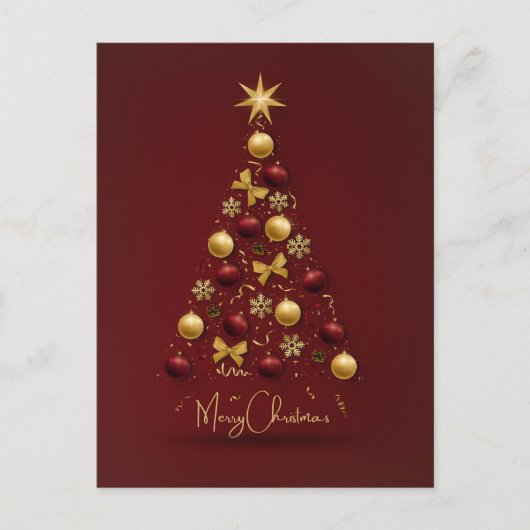 RED CHRISTMAS TREE BALLS confetti Postkarte (Vorderseite)