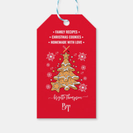Red Christmas Tree Cookie Snowflakes Promo QR Code Geschenkanhänger