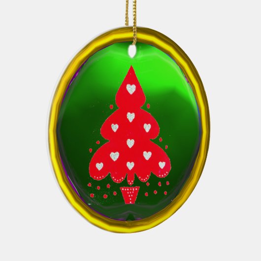 RED CHRISTMAS TREE FERIENPARTEI grün Keramik Ornament (Rechts)