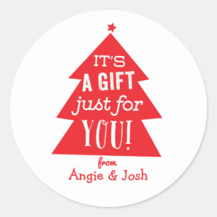 Red Christmas Tree Gift Runder Aufkleber