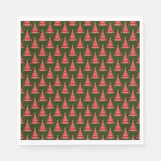 Red Christmas Tree Green Pattern Design Serviette (Vorderseite)