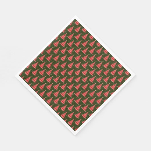 Red Christmas Tree Green Pattern Design Serviette (Ecke)