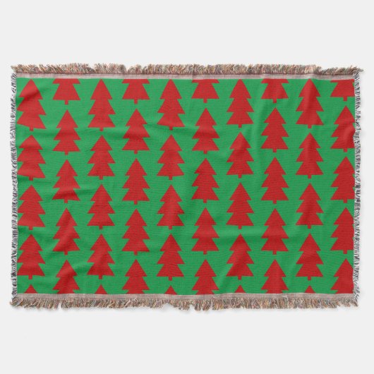 Red Christmas Tree Green Throw Blanket Decke (Vorderseite)