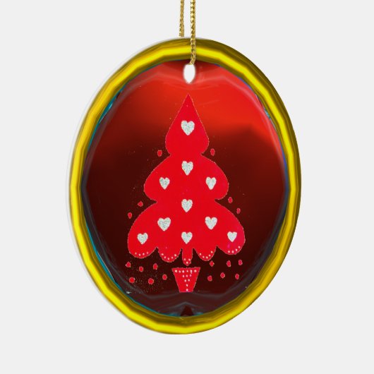 RED CHRISTMAS TREE HOLIDAY PARTEI Rot Keramikornament (Rechts)