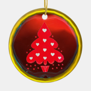 RED CHRISTMAS TREE HOLIDAY PARTEI Rot Keramikornament
