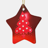 RED CHRISTMAS TREE HOLIDAY PARTEI Rot Keramikornament (Links)