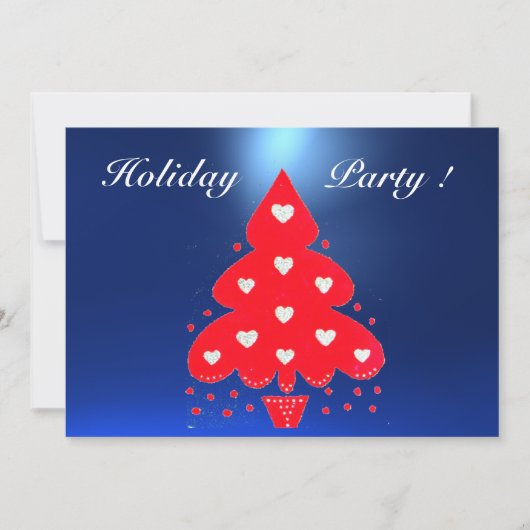 RED CHRISTMAS TREE HOLIDAY PARTY Blue Einladung (Vorderseite)
