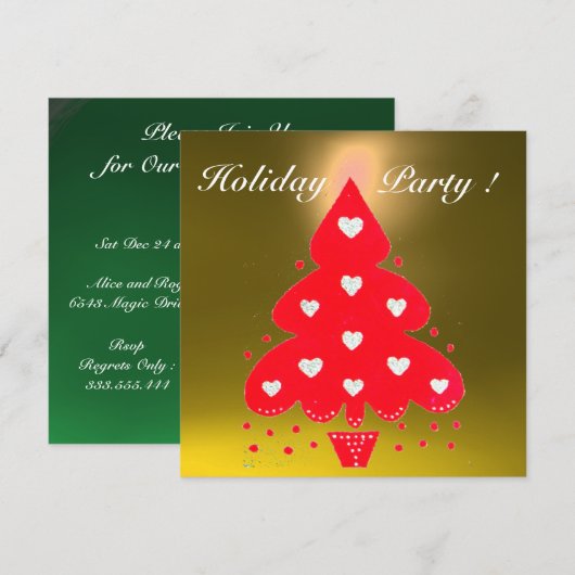 RED CHRISTMAS TREE HOLIDAY PARTY, Emerald Einladung (Vorne/Hinten)