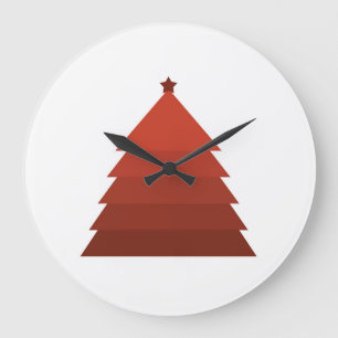 Red Christmas Tree Large Clock Große Wanduhr