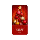 Red Christmas Tree Ornaments Rücksendeadresse Adressaufkleber (Vorne)