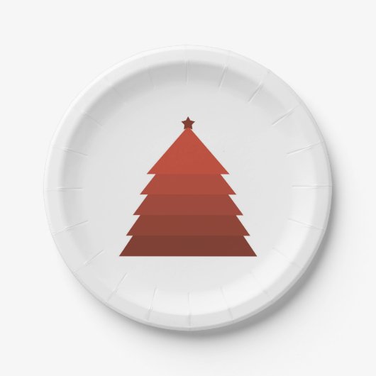 Red Christmas Tree Paper Plate Pappteller (Vorderseite)