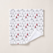 Red Christmas Tree Pattern#5 ID1009 Badhandtuch Set (Waschlappen)