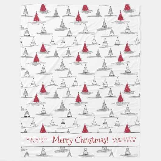 Red Christmas Tree Pattern#5 ID1009 Fleecedecke (Vorderseite)