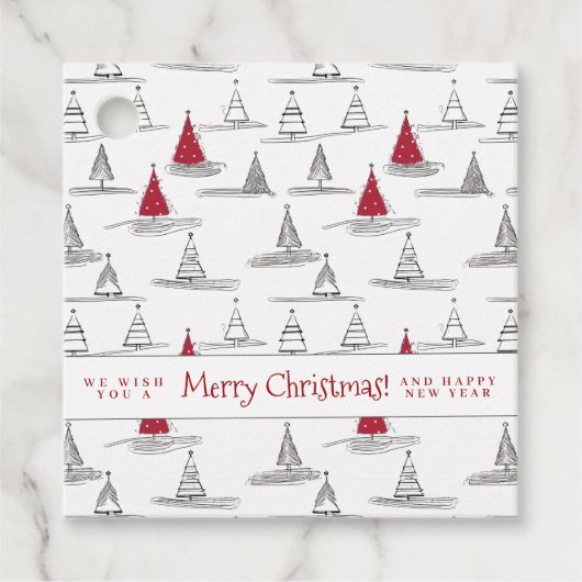 Red Christmas Tree Pattern#5 ID1009 Geschenkanhänger (Vorderseite)