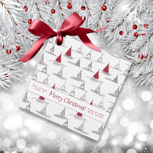 Red Christmas Tree Pattern#5 ID1009 Geschenkanhänger