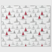 Red Christmas Tree Pattern#5 ID1009 Geschenkpapier (Flach)